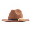 European, American Autumn and Winter Woolen Hat Men and Women Fishbone Metal Buckle Gentleman's Jazz Hat