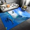 Ozean-Thema Teppich mit Delfinen und Wellen für Wohnzimmer-Dekoration Geeignet zur Verwendung als Anti-Rutsch-Matte für Wohnzimmer, Schlafzimmer, Sofas