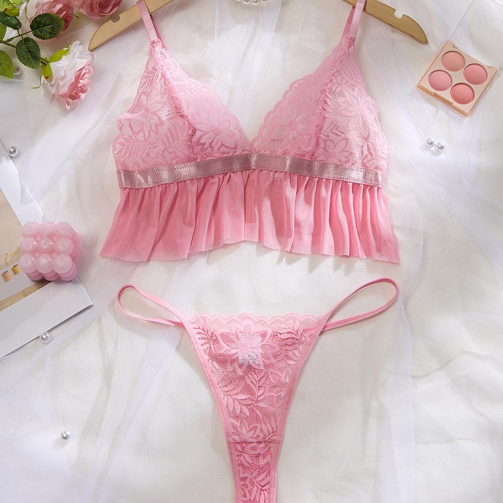 European and American New Sexy Lingerie Hot Perspective Underwear Two-piece Set of Fun Batch