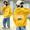 Autumn/Winter Children's Hooded Sweatshirt - American FLORIDA Logoed Color-Contrasting Letter Print Loose-Fitting Casual T-shirt