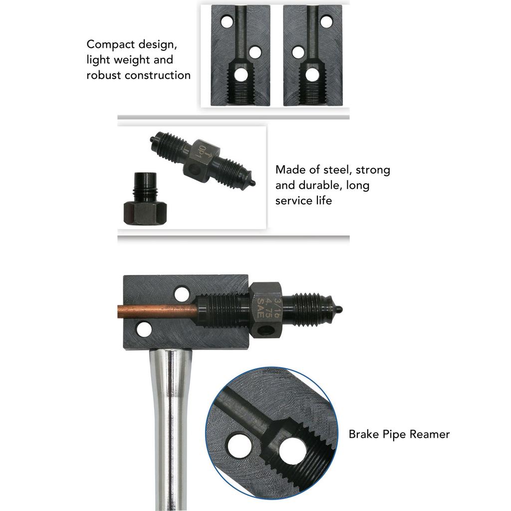 Car Brake Line Flaring Tool Anti  Multi Functional Compact Steel Brake Pipe Reamer for 45 Degree SAE Double Flaring