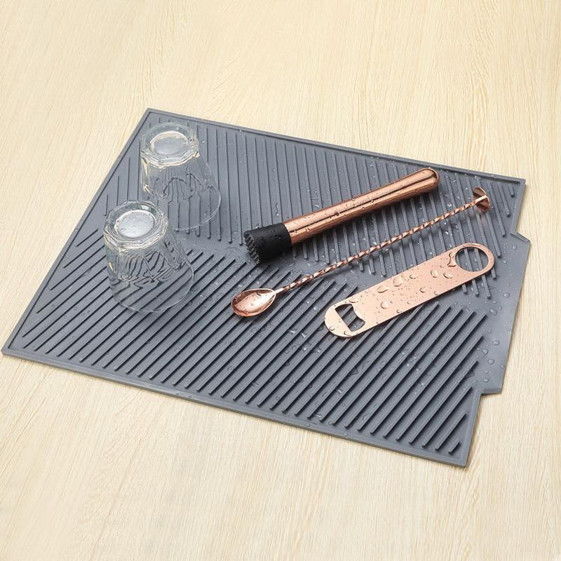 Kökssilikon Dräneringsdyna Förvaring Diskkopp Torkmatta Avloppsbricka Halkfria kastruller för porslin Anti- skållningsgrytlapp bordstablett