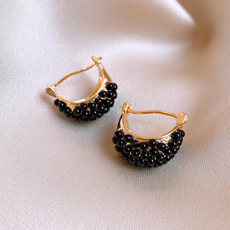 Black Enamel Oil Drop Butterfly Earrings Retro Versatile High-end Stud Earrings Niche Earrings Women