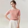 Lekasha 100% Pure Cashmere Short-Sleeve Round-Neck Pullover.