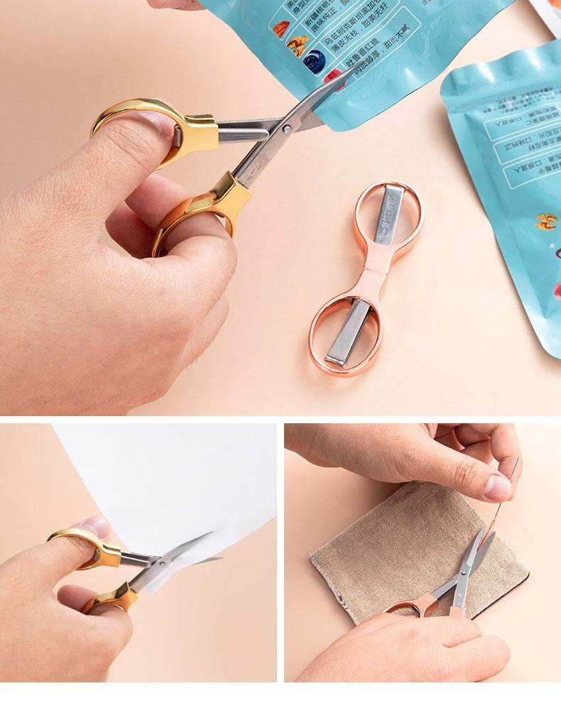 Multi Functional 8 Shaped Retractable Folding Scissors Stainless Steel Scissors Portable Outdoor Travel Scissors
