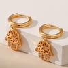 K Gold Plated Copper Hollow Star Zircon Palm Buckle Earrings For Women European Style