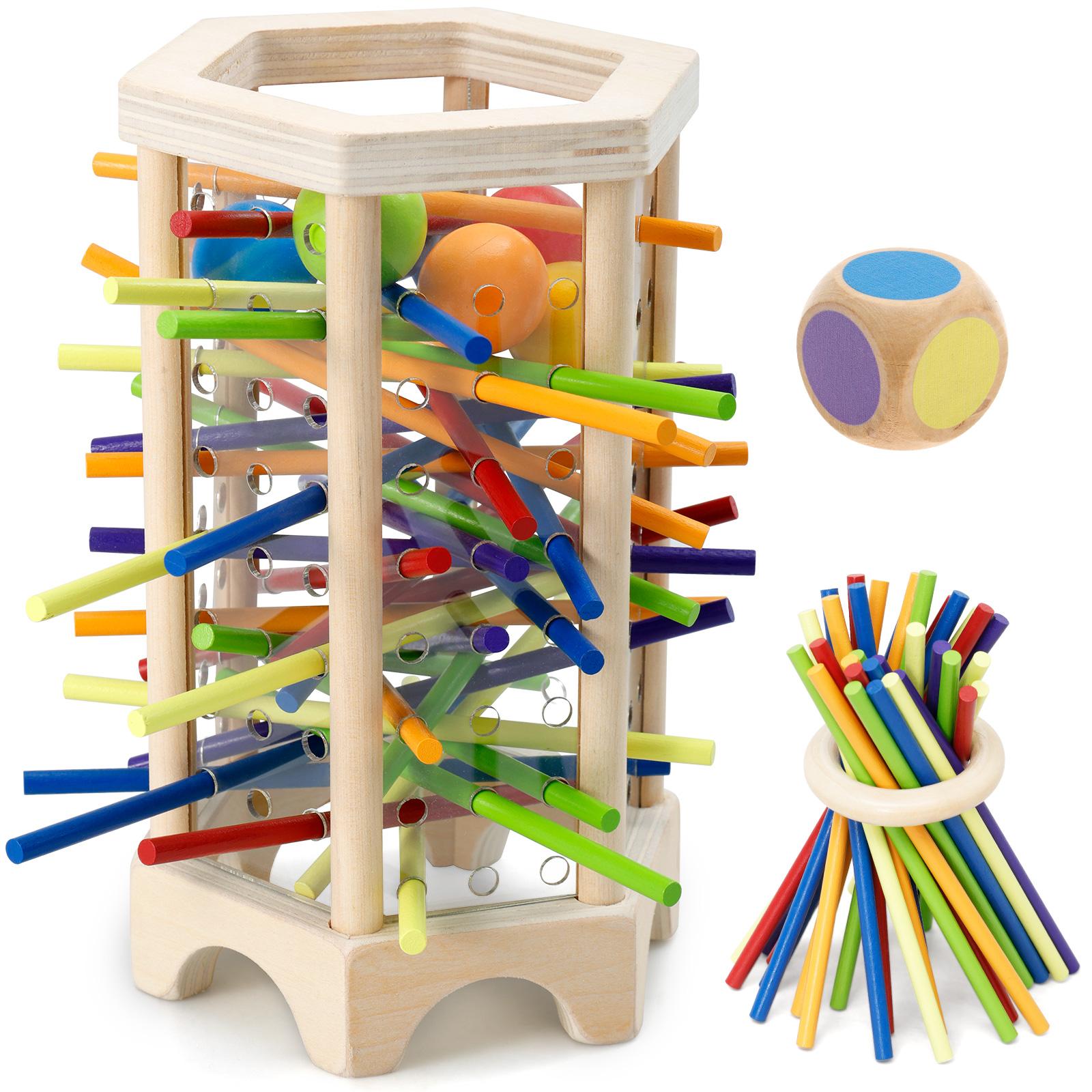 

Монтессори Деревянная Настольная Игра 42 Разноцветные Палочки Игра с Кубиками для 6 Игроков Математические Развивающие Игрушки Классические Игры Башня Детские Подарки