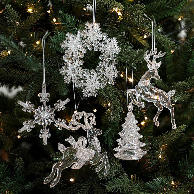 Christmas Ornament Acrylic Sequin Christmas Tree Pendants Snowflake Christmas Supplies Hanging Ornament
