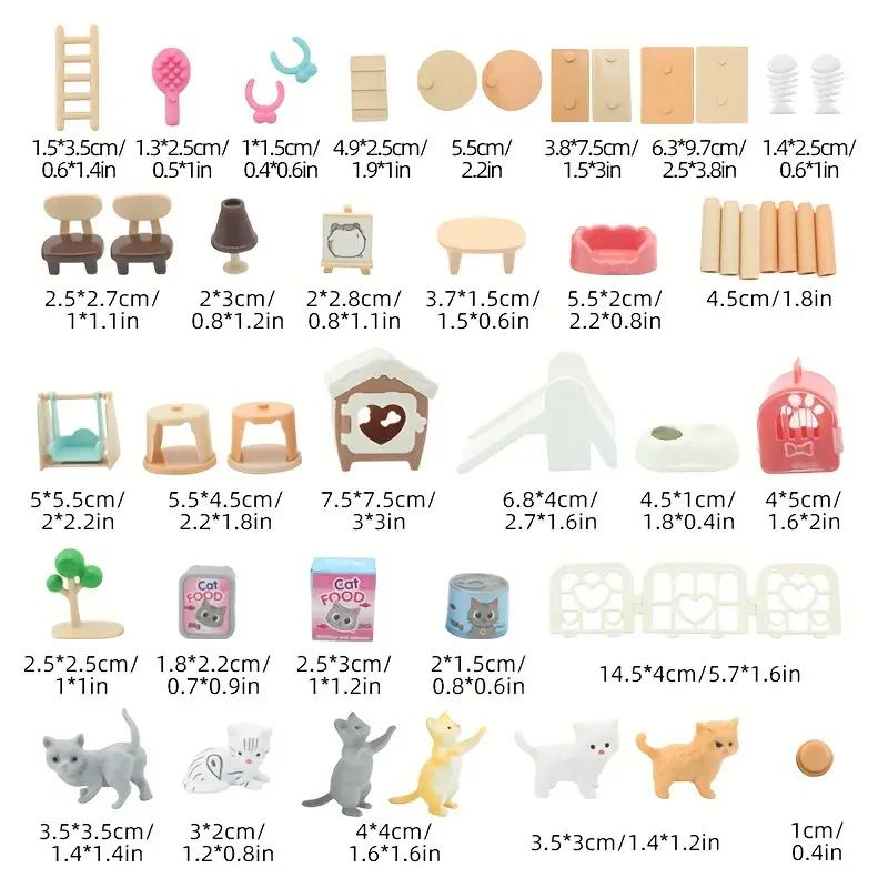 Cat Toys Pretend Play Cat Figures Playset Toy Interactive Kitten Role Play Set Realistic Cats Care Center For Girls Boys Birthda