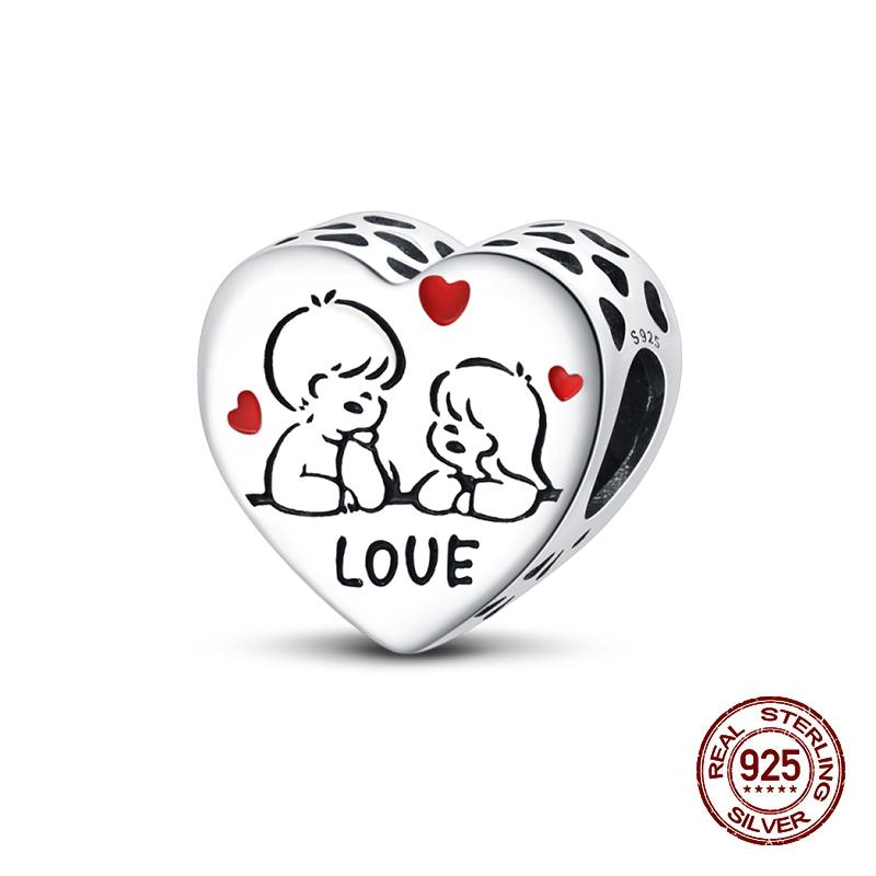 Copper Heart Dog Cat Warm Family Charms Beads Fit 3Mm Original Bracelets Fine Diy Mother'S Day Jewelry Gift