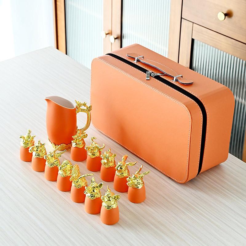 Ceramic Zodiac with Divider, White Cup, Travel Tea Set, Wine Party Activity, Festival Gift