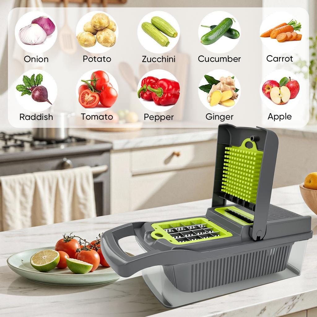 14 In1 Portable Vegetable Cutter Shredder Multifunctional Slicer Potato Chopper Carrot Grater Reusable Fruit Veggie Cutting Tool