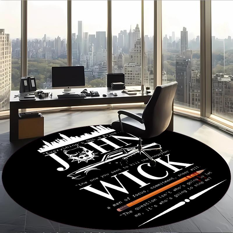 Baba Yaga John Wick (1) Round Office Rug Decorative Floor Rug for Office Bedroom Living Room and Home Space
