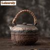 Japanese Style Gilded Iron Glazed Rattan Hoop Handle Teapot Household Boiling Water Kettle Tea Brewing Pot For Electric Stove
