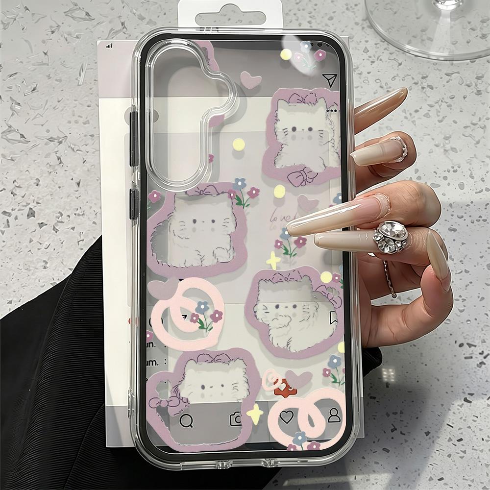 Cartoon Cat Phone Case For Samsung S25 S26 Ultra S24 S23 A16 A07 A37 A17 A53 A56 A57 A25 A34 A35 A55 A06 A05 Soft Silicone Cover