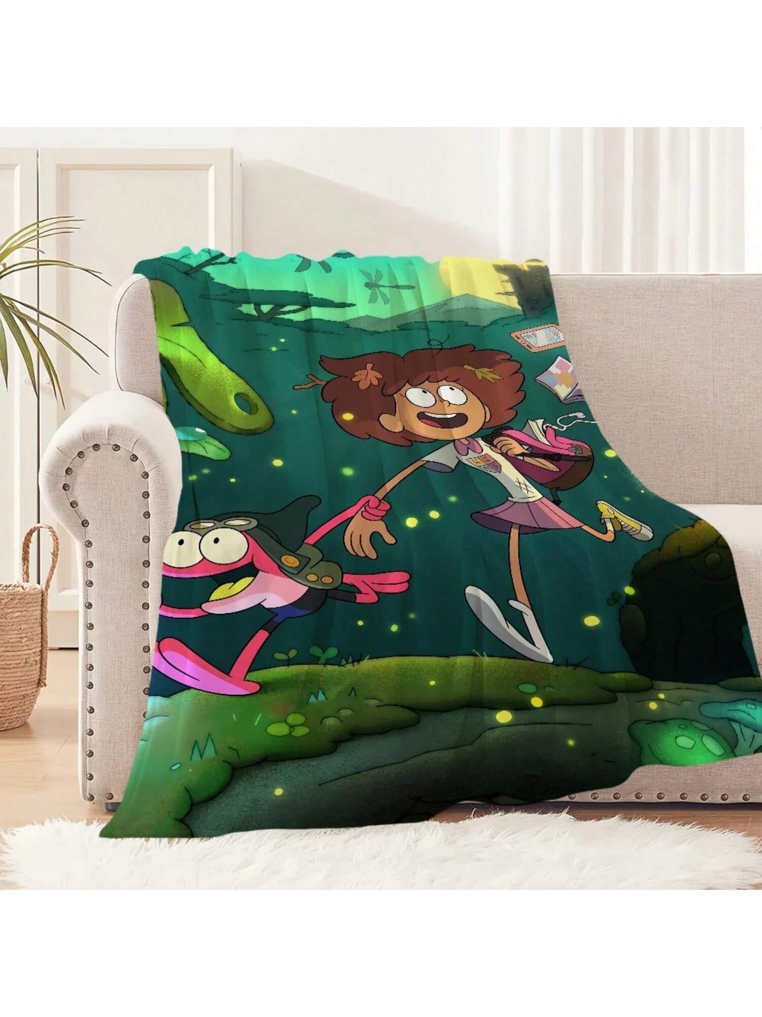 

Game A-Amphibia Cute Blanket Soft Comfortable Nap Plush Suitable For Iiving Room Office Bedroom Birthday Home Gift 75X95CM сірий колір