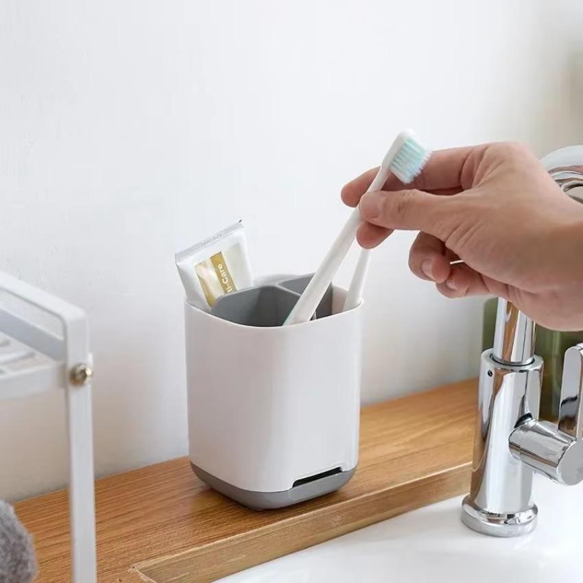 Electric Toothbrush Makeup Brush Holder Toothpaste Storage Case Large Capacity Detachable Portable with Drain Hole Rack
