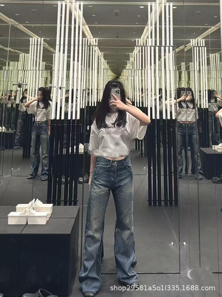 2025 Autumn Retro American Drape Micro-Flare Women's Jeans