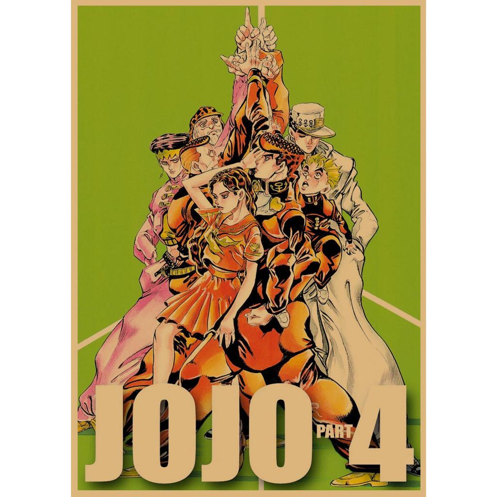 JoJo's Bizarre Adventure Retro Kraftpapier Poster - Japanische Anime Dekoration für Bar, Restaurant oder Café.