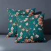 1 Pieces Teal Cushion Covers With Pink Flower Branch Pattern Polyester pillowcase, sofa decorative cushion cov Headboard Pillow