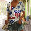 Summer American Flag USA 3D Print T-shirts Women Streetwear T Shirt Y2k Tops V-Neck Sports Tees Girl Oversized Harajuku Clothing