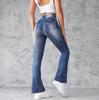 Spring New Embroidery High-waisted Washed Fashion Flared Trousers Trousers Women's Jeans Female