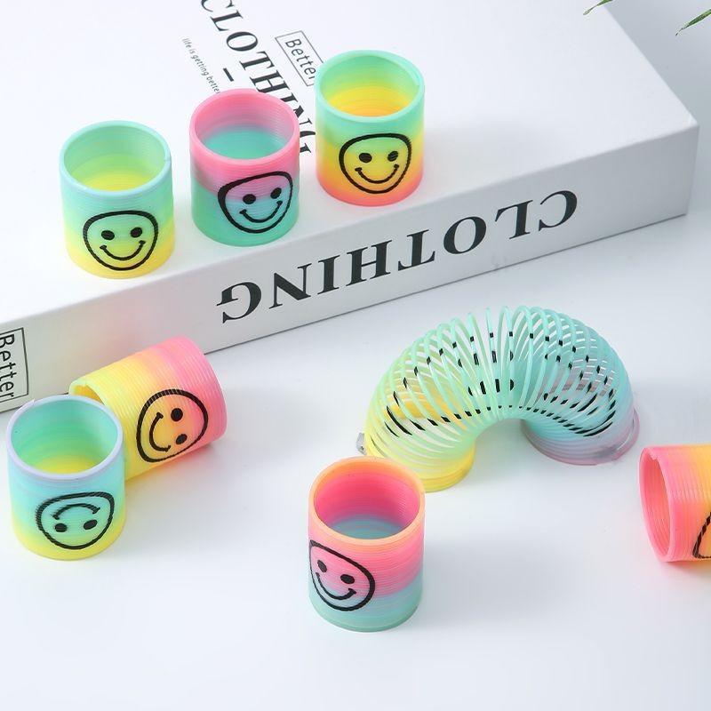 Colorful Gradient Face Magic Spring Fidget Toy Mini Plastic Coil Spring Kids Sensory Stress Relief Toy Party Gift