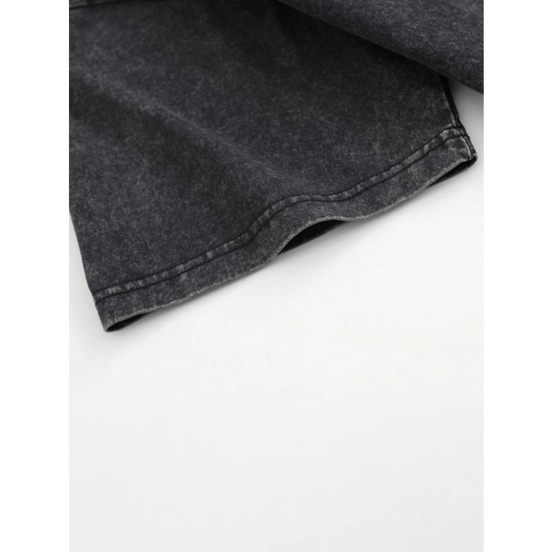 Fashionable and Trendy Letter Pattern Printed Men's Street Style Distressed Washed Pure Cotton T-shirt Suitable for Daily Leisure, Outdoor Activities