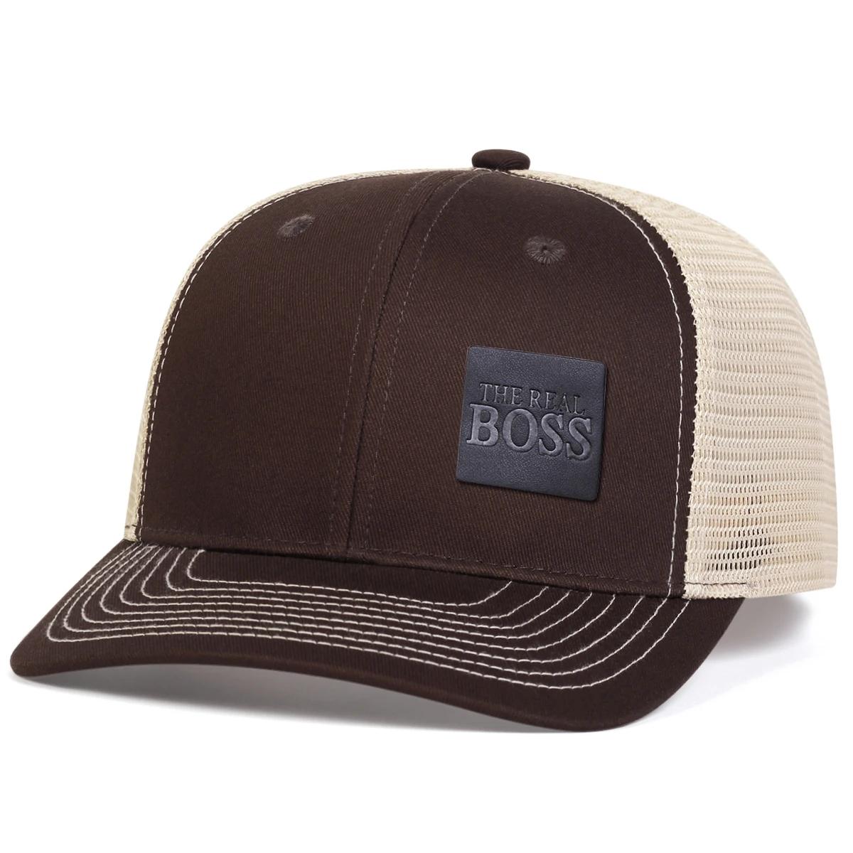 

Унисекс THE REAL BOSS Кожаная бейсболка с сеткой для бейсбола Весна и лето Регулируемые повседневные шляпы для активного отдыха Кепка в стиле хип-хоп Солнцезащитная шляпа коричневый