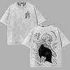 Gojo Satoru Jujutsu Kaisen Print T-shirt For Men's Clothing Anime Vintage Washed Oversized T Shirt High Quality Cotton Tees Tops