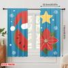 2pcs,2D Plane Printing Pattern Curtains Santa On Beach Chair with Fashion Glasses & Watermelon Durable 100% Polyester Fabric