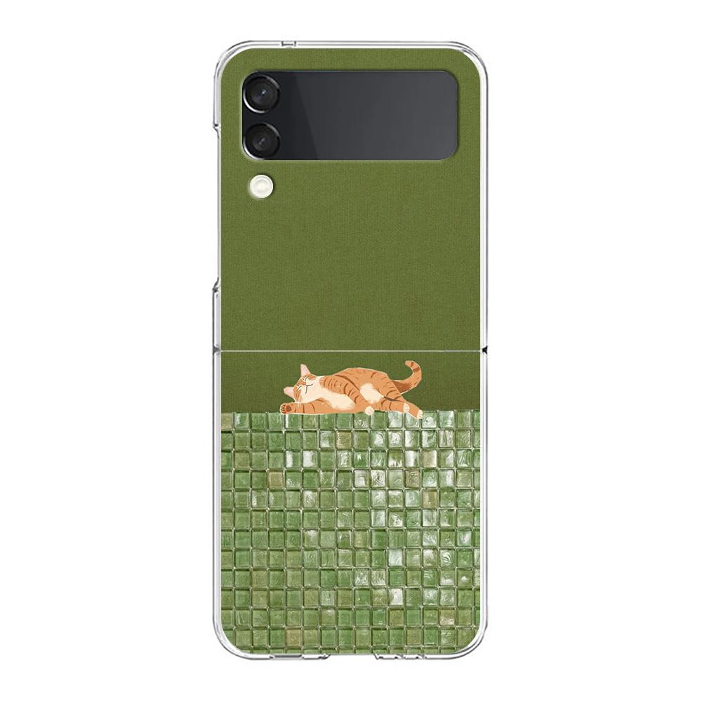 Transparent Phone Case For Samsung Galaxy Z Flip 3 4 5 6 7 Hard Folding PC Z Flip3 Flip4 Cover Dog Cat Couple