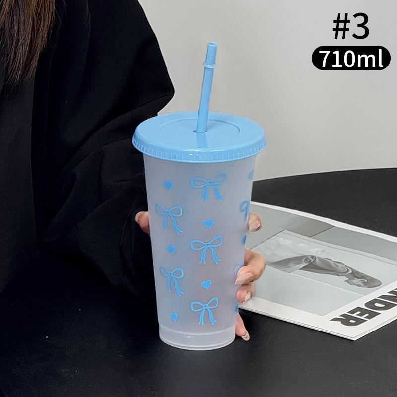 500ml/16oz Cute Bow Glass Cup Tumbler Summer Water Bottle Bow With Lids Straw Coffee Cups for Bubble Tea Iced Coffee Juice Cup