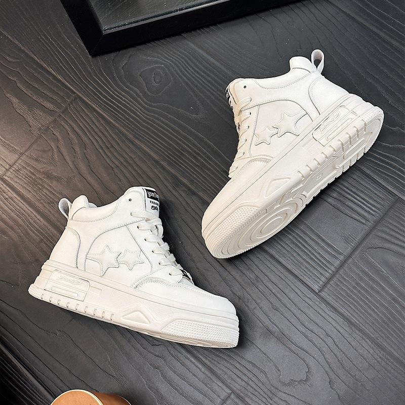 High-top Women Ins Autumn and Winter New Versatile Leather Platform Casual Board Shoes Gaobang Sports Shoes