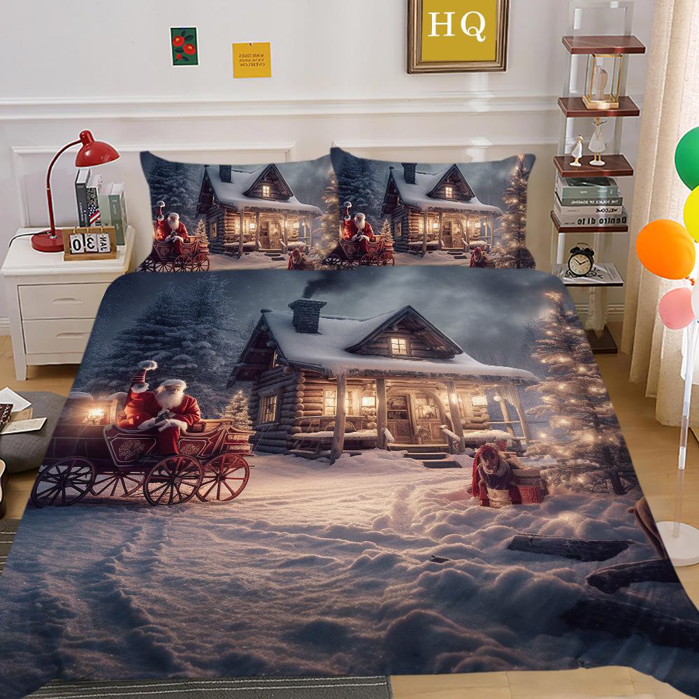 

Рождественская снежная сцена 3D-печать полиэстер наволочка пододеяльник набор из двух или трех предметов EU Single 135*200