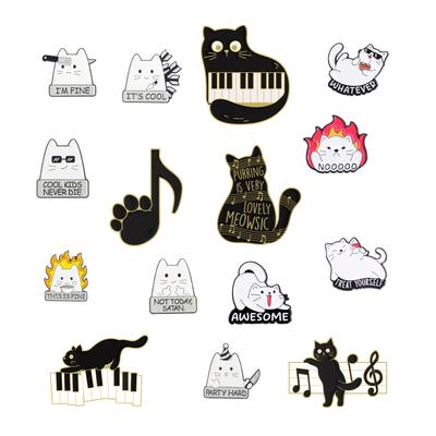 Przypinki emaliowane Urocze broszki z kotami Muzyka Fortepian Koty Dekoracja Torba Kołnierz Odznaka Klapa Odznaki Kreskówkowe Zwierzę Biżuteria Prezent dla Dzieci Przyjaciół