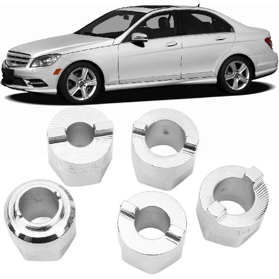 Conjunto de Soquetes para Porca de Amortecedor 5 peças Substituição para Classe C W203 W209 CLK, Conjunto de Ferramentas de Soquete para Porca de Amortecedor da Suspensão Dianteira Inclui 5 Soquetes de Tamanhos Diferentes para