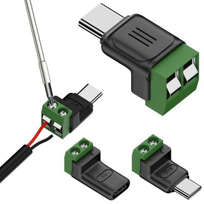 Solderless Plug USB C To 2Pin Terminal Adapter Type-C To 2 Pin Charging Connector Phone Laptop