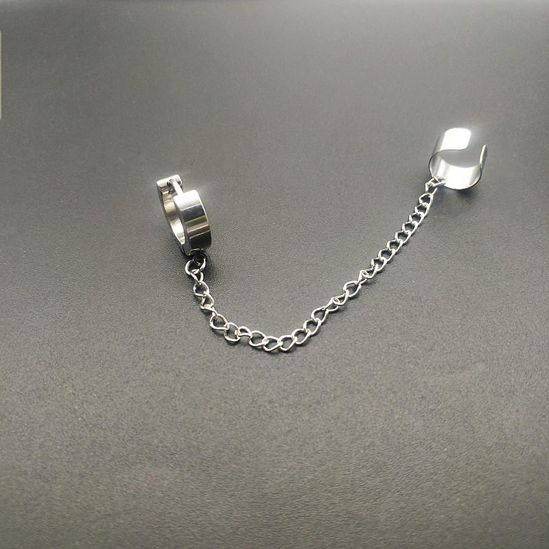 1 Pcs Stainless Steel Painless Ear Clip Earrings for Men Women, Punk Silver Color Non Piercing Fake Earrings Jewelry Gifts