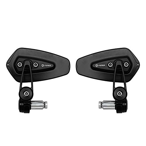 

FENRIR Black Motorcycle Bike Bar End Mirror Bike Mirror Retro CNC Aluminum for M6/M8 Screw / Handlebar Inner Diameter 13-19MM Anti-glare Anti-gla