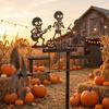Heavy Duty Rock Trio Skeleton Wind Spinner Rotating Musical Skull Garden Stake  Patio