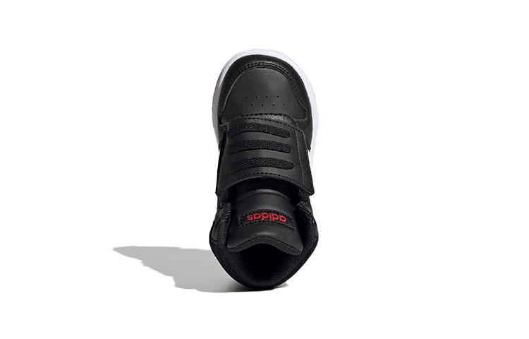 adidas Neo Hoops 2.0 Mid Leather Breathable Mid Top Vintage Basketball Shoes Black White Red Infant And Toddler FY9291