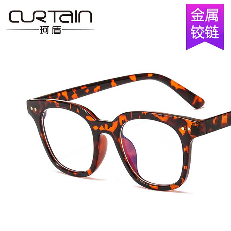 Anti-blue Internet celebrity glasses frame black frame retro versatile flat mirror metal hinge