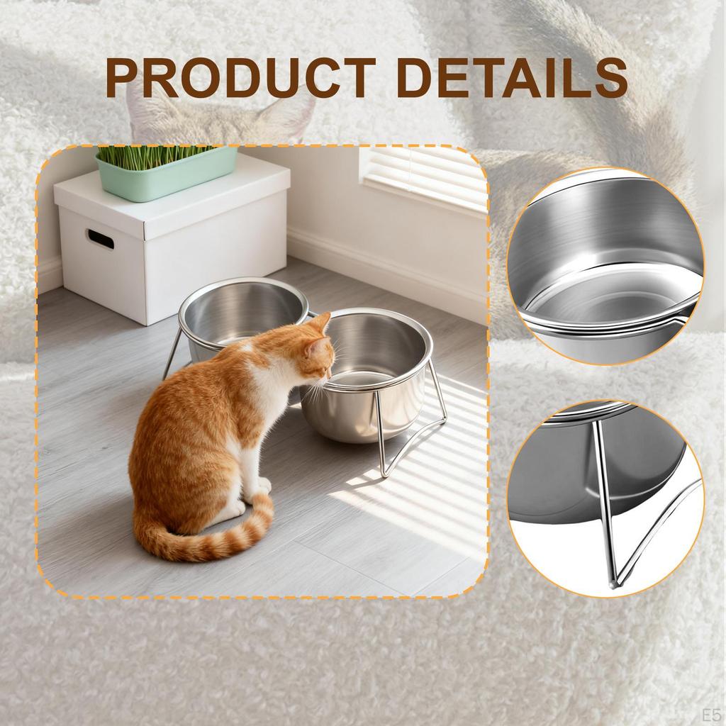 Bowl Feeder Station with Stand Pet Bowls Tilted Cat Dog Dish and Waterer for Puppy Cats