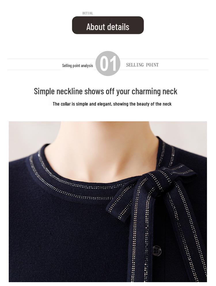 Mom's New Spring Style: Elegant Long-Sleeve Knit Top for Middle-Aged Women