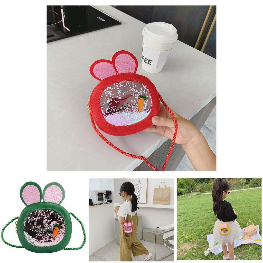 Cute Pu Children's Bag With Bunny Ears Mini Round Bag Sparkling Sequins Available In Multiple Colors