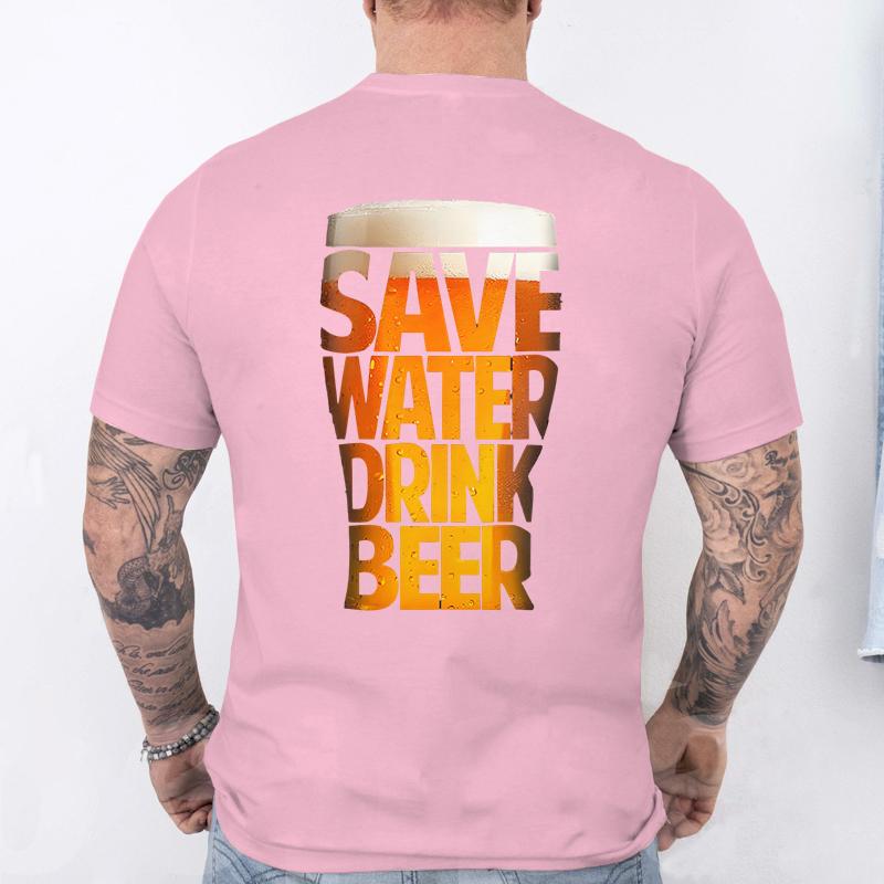 Men's T-Shirt Funny Letter Wine Glass Beer Graphic Print Men's and Women's Tees Top Summer Street Short Sleeve Casual Outdoor Men's Clothing