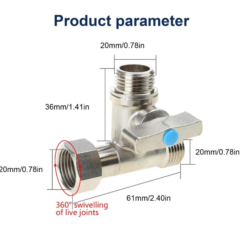 1/2 X 1/2 X 1/2 Inch Angles Stop Valves Under Sink Splitters Tees Connector Adapter 3 Way Diverters Connector Enduring