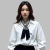Korean Retro Houndstooth Silk Scarf: Women's Flowy Long Strip, College Style Hair & Bag Accessory