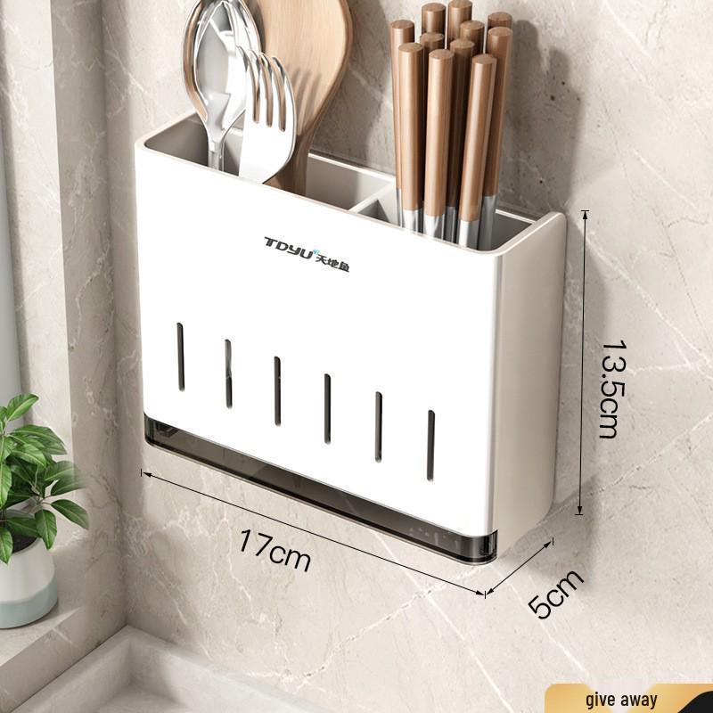 Wall-Mounted Multifunctional Kitchen Knife and Chopstick Holder Storage Rack